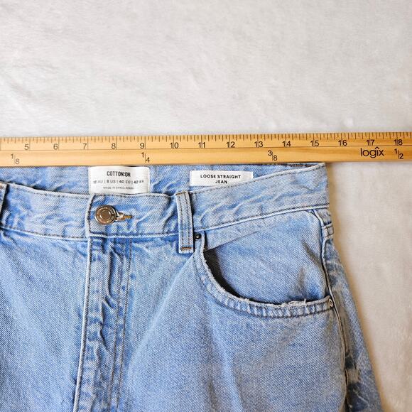 Cotton:On Loose Straight Jeans Light Wash Size 8 Boyfriend Distressed Denim - Picture 8 of 9